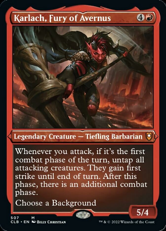 Karlach, Fury of Avernus (Foil Etched) [Commander Legends: Battle for Baldur's Gate] | Game Master's Emporium (The New GME)