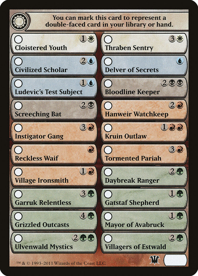 Innistrad Checklist [Innistrad Tokens] | Game Master's Emporium (The New GME)