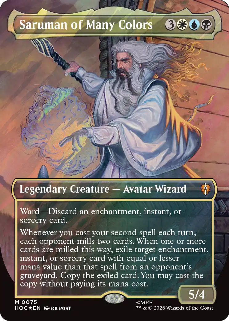 Saruman of Many Colors (Borderless) (Surge Foil) [The Hobbit: Eternal-Legal] | Game Master's Emporium (The New GME)