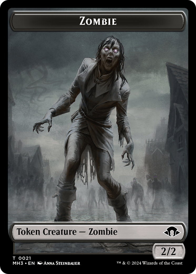 Zombie (Ripple Foil) // Elephant Double-Sided Token [Modern Horizons 3 Commander Tokens] | Game Master's Emporium (The New GME)