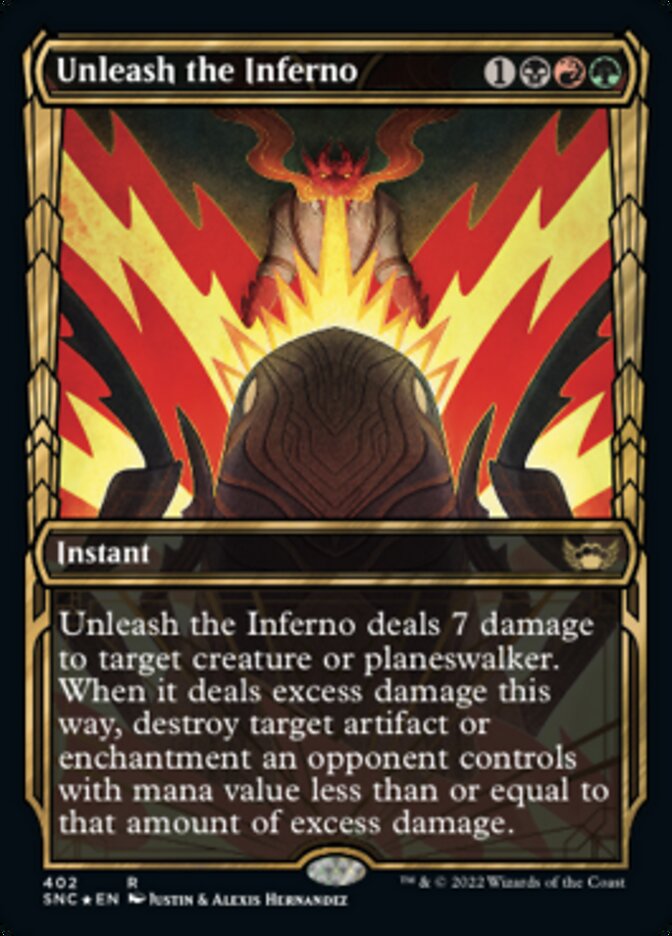 Unleash the Inferno (Showcase Golden Age Gilded Foil) [Streets of New Capenna] | Game Master's Emporium (The New GME)