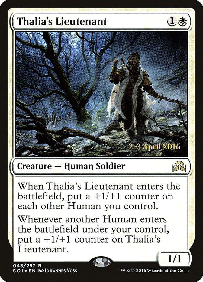 Thalia's Lieutenant [Shadows over Innistrad Prerelease Promos] | Game Master's Emporium (The New GME)