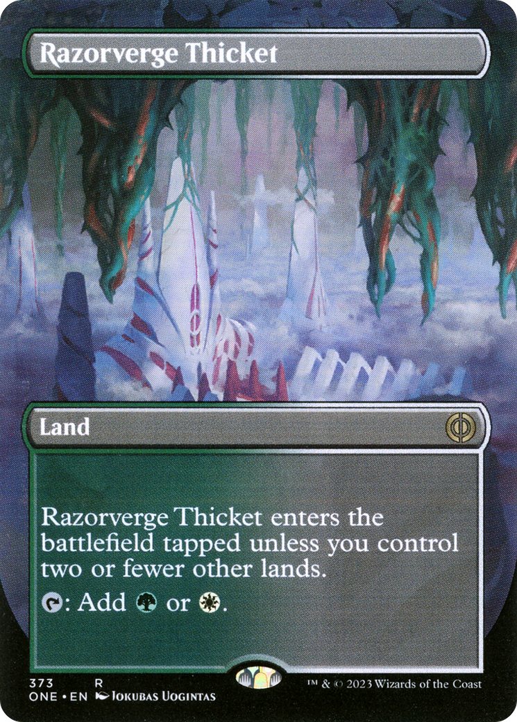 Razorverge Thicket (Borderless Alternate Art) [Phyrexia: All Will Be One] | Game Master's Emporium (The New GME)