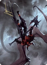 Burning-Rune Demon Art Card (Gold-Stamped Signature) [Kaldheim Art Series] | Game Master's Emporium (The New GME)