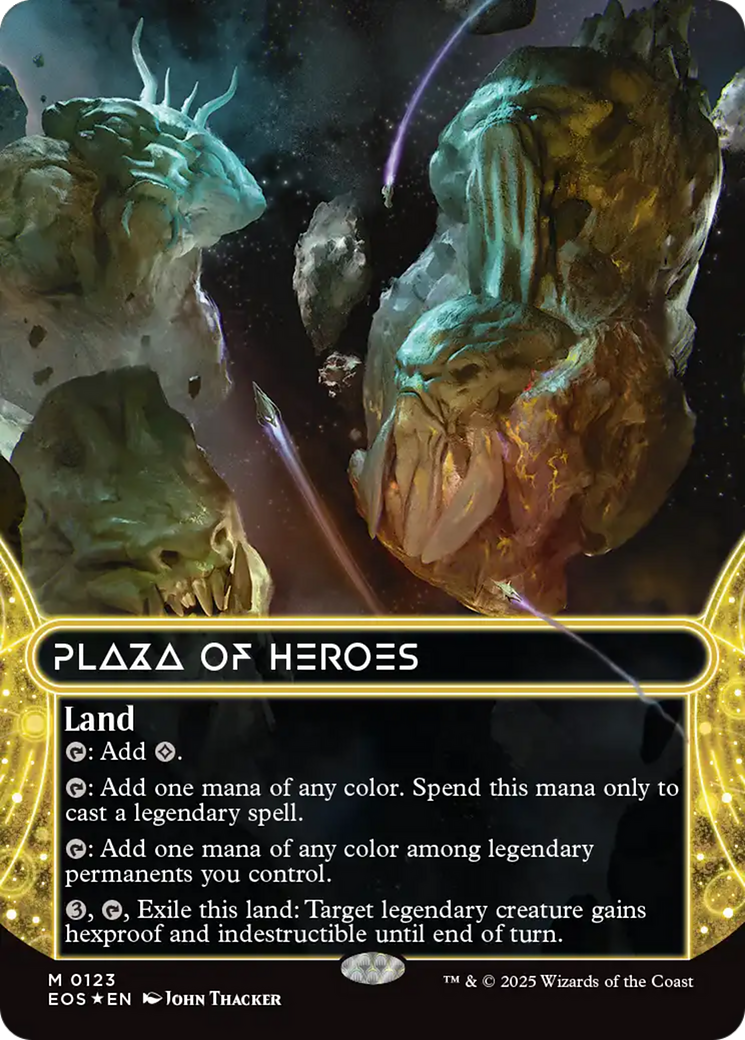 Plaza of Heroes (0123) (Borderless) (Galaxy Foil) [Edge of Eternities: Stellar Sights] | Game Master's Emporium (The New GME)