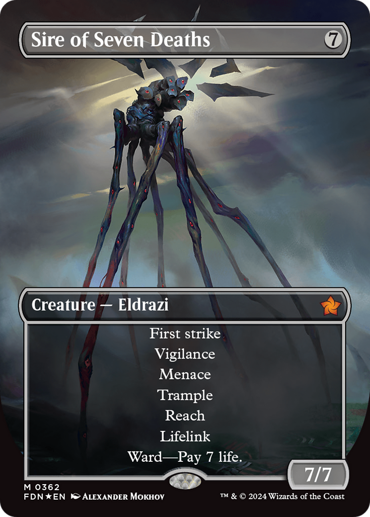Sire of Seven Deaths (Borderless) (Mana Foil) [Foundations] | Game Master's Emporium (The New GME)