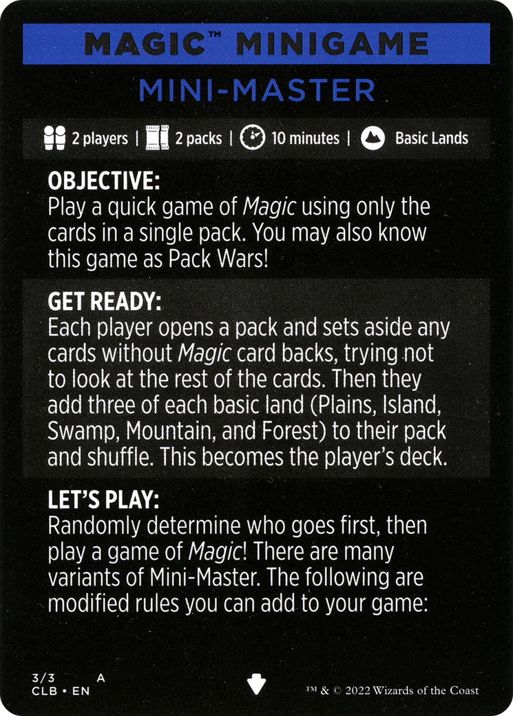 Mini-Master (Magic Minigame) [Commander Legends: Battle for Baldur's Gate Minigame] | Game Master's Emporium (The New GME)