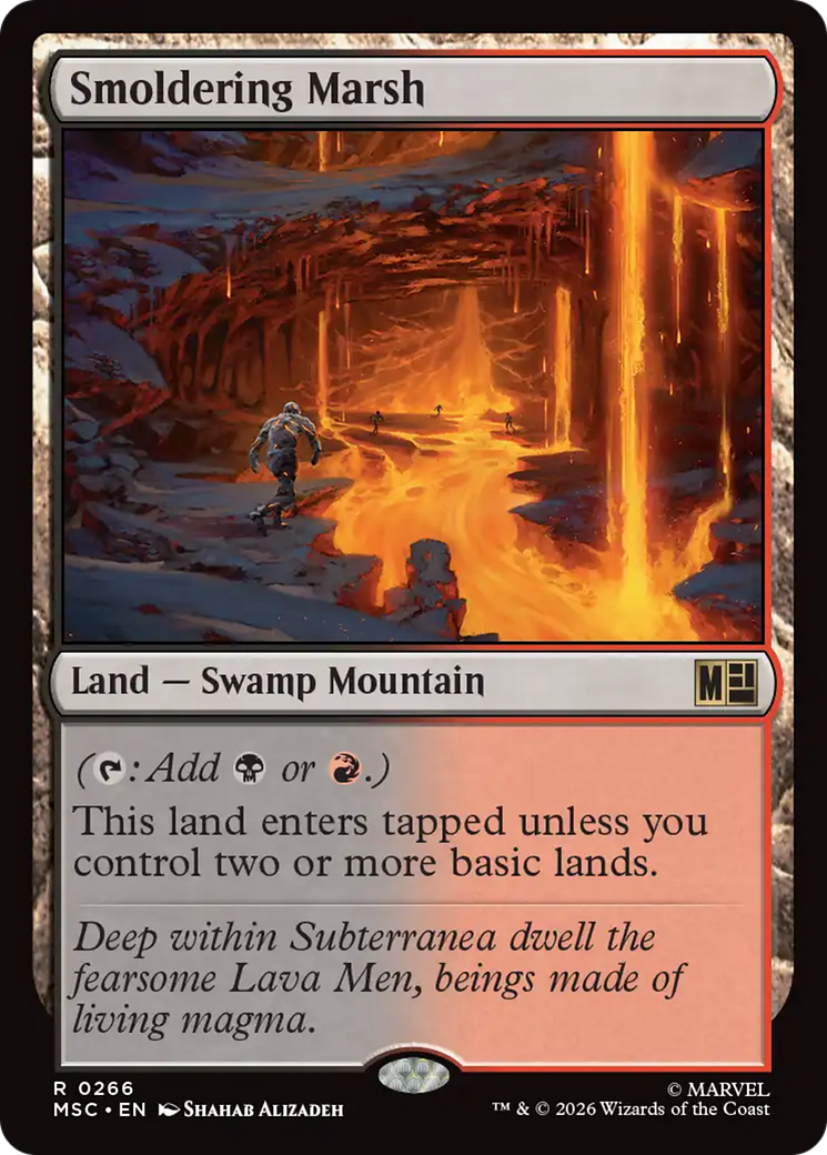 Smoldering Marsh (Surge Foil) [Marvel Super Heroes Commander] | Game Master's Emporium (The New GME)