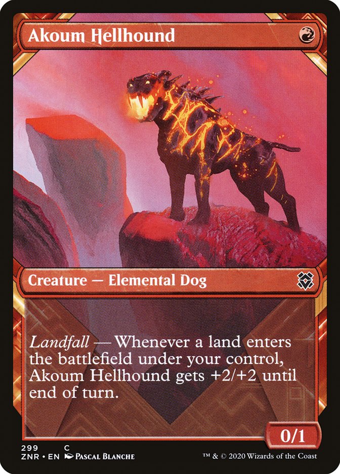 Akoum Hellhound (Showcase) [Zendikar Rising] | Game Master's Emporium (The New GME)