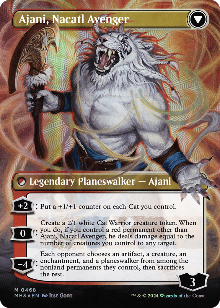 Ajani, Nacatl Pariah // Ajani, Nacatl Avenger (Borderless) (Textured Foil) [Modern Horizons 3] | Game Master's Emporium (The New GME)