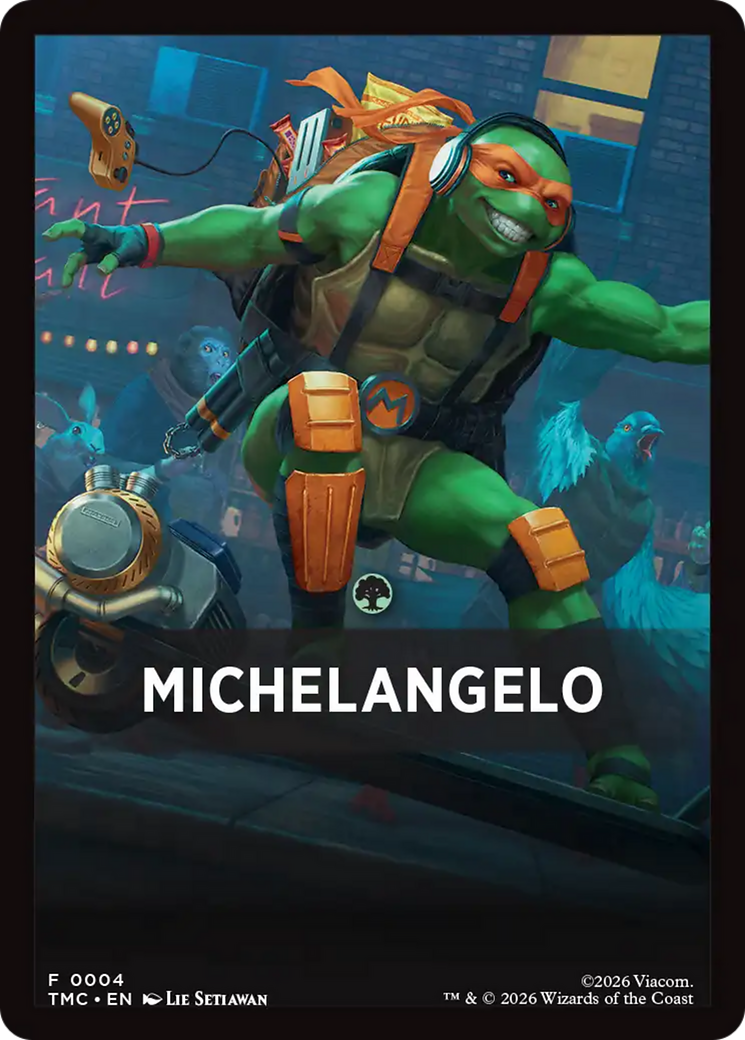 Michelangelo Theme Card [Teenage Mutant Ninja Turtles Commander Tokens] | Game Master's Emporium (The New GME)