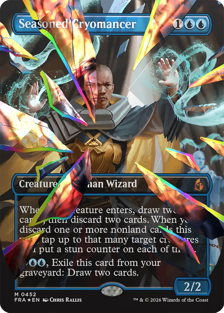 Seasoned Cryomancer (Borderless) (Facet Foil) (0452) [Reality Fracture] | Game Master's Emporium (The New GME)