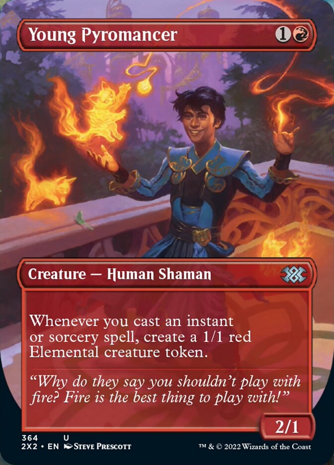 Young Pyromancer (Borderless Alternate Art) [Double Masters 2022] | Game Master's Emporium (The New GME)