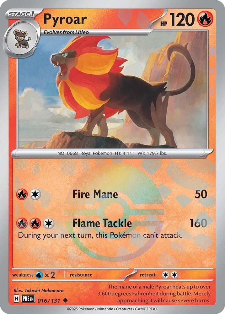 Pyroar (016/131) (Poke Ball Pattern) [Scarlet & Violet: Prismatic Evolutions] | Game Master's Emporium (The New GME)