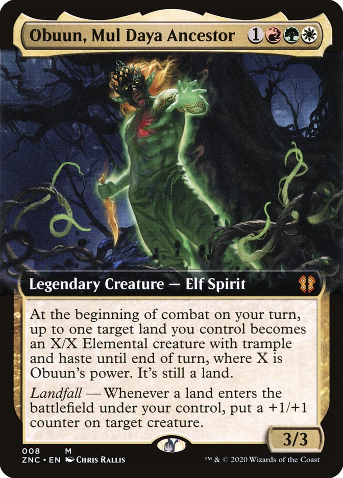 Obuun, Mul Daya Ancestor (Extended Art) [Zendikar Rising Commander] | Game Master's Emporium (The New GME)