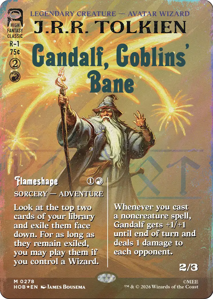 Gandalf, Goblins' Bane (Borderless) (Surge Foil) [The Hobbit] | Game Master's Emporium (The New GME)