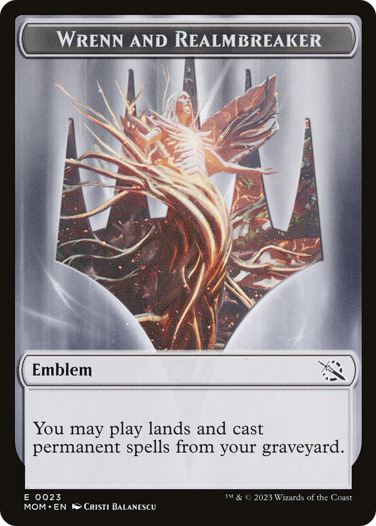 Treasure (21) // Wrenn and Realmbreaker Emblem Double-Sided Token [March of the Machine Tokens] | Game Master's Emporium (The New GME)