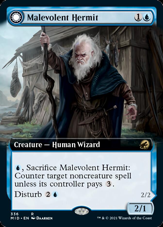 Malevolent Hermit // Benevolent Geist (Extended Art) [Innistrad: Midnight Hunt] | Game Master's Emporium (The New GME)