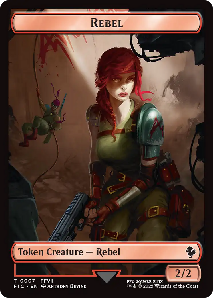 Soldier // Rebel Double-Sided Token (Surge Foil) [FINAL FANTASY Commander Tokens] | Game Master's Emporium (The New GME)