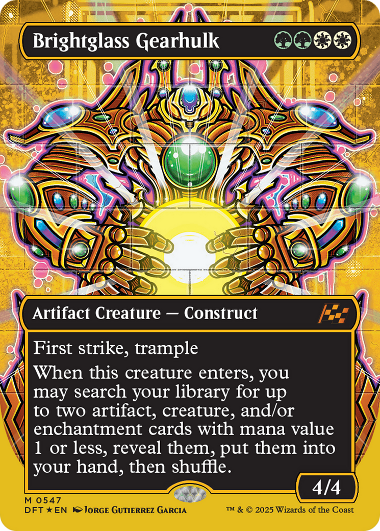 Brightglass Gearhulk (Borderless) (First-Place Foil) [Aetherdrift] | Game Master's Emporium (The New GME)