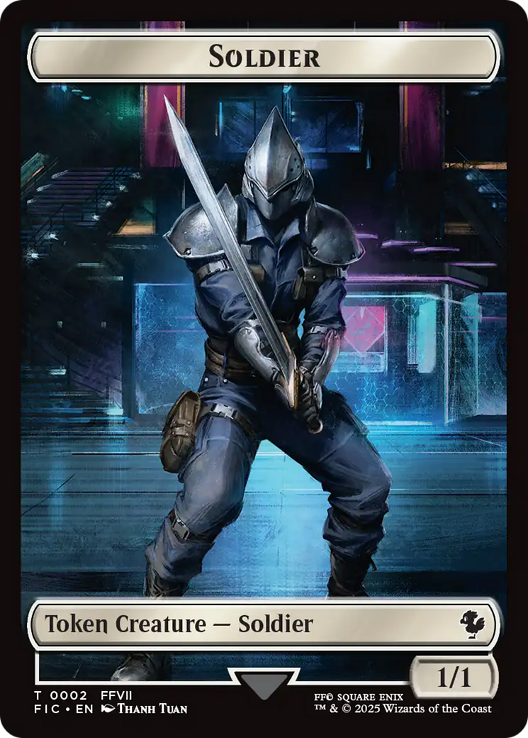 Soldier // Rebel Double-Sided Token (Surge Foil) [FINAL FANTASY Commander Tokens] | Game Master's Emporium (The New GME)