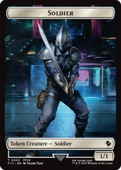 Soldier // Rebel Double-Sided Token (Surge Foil) [FINAL FANTASY Commander Tokens] | Game Master's Emporium (The New GME)