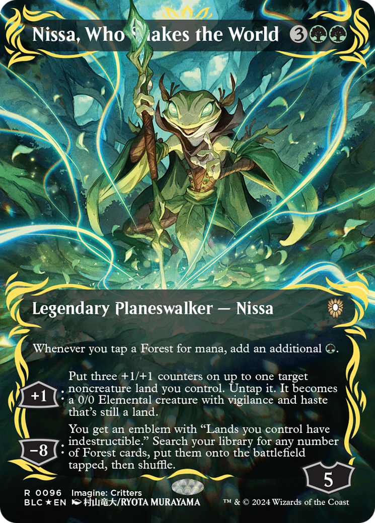Nissa, Who Shakes the World (Borderless) (Raised Foil) [Bloomburrow Commander] | Game Master's Emporium (The New GME)