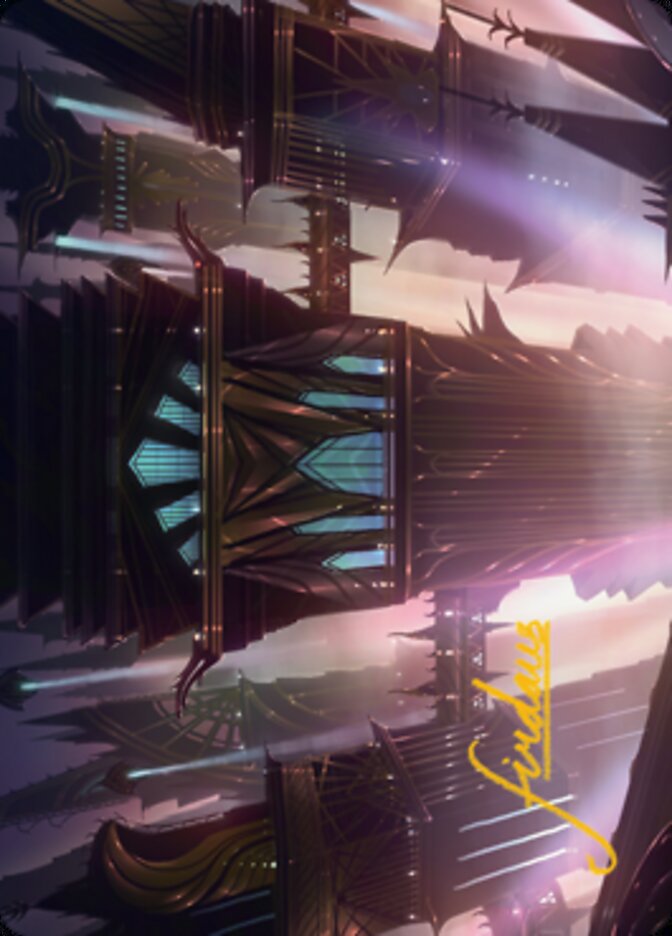 Skybridge Towers Art Card (Gold-Stamped Signature) [Streets of New Capenna Art Series] | Game Master's Emporium (The New GME)