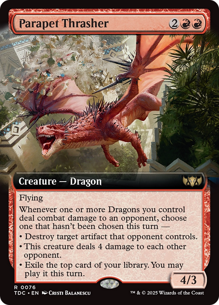 Parapet Thrasher (Extended Art) [Tarkir: Dragonstorm Commander] | Game Master's Emporium (The New GME)
