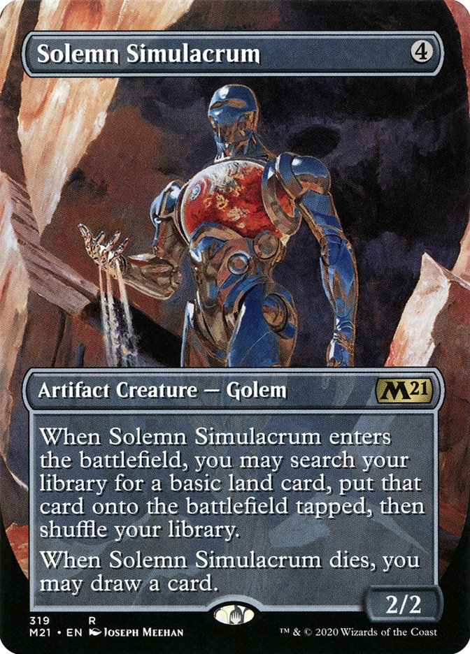 Solemn Simulacrum (Borderless Alternate Art) [Core Set 2021] | Game Master's Emporium (The New GME)