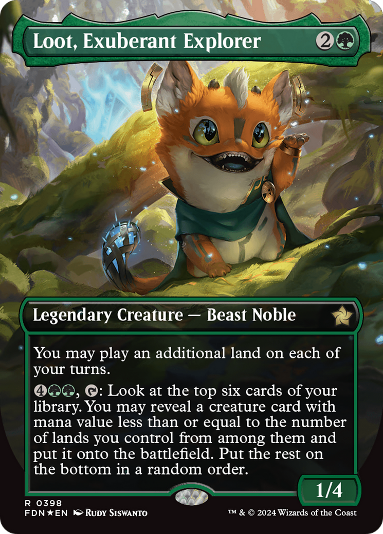 Loot, Exuberant Explorer (Borderless) (Mana Foil) [Foundations] | Game Master's Emporium (The New GME)