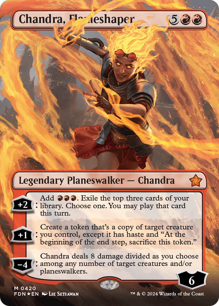 Chandra, Flameshaper (Borderless) (Mana Foil) [Foundations] | Game Master's Emporium (The New GME)