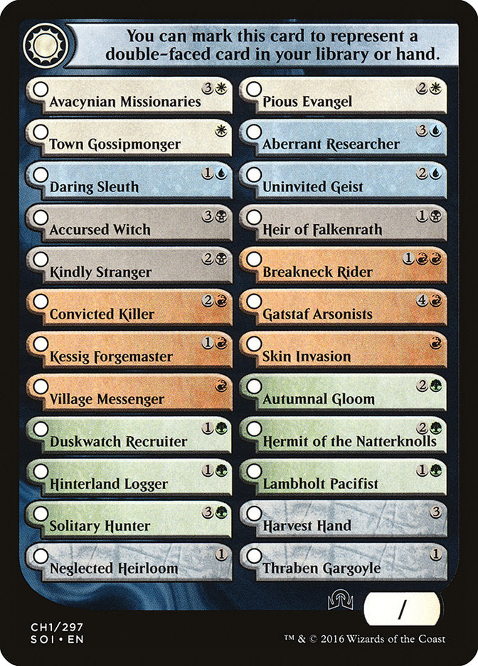 Shadows Over Innistrad Checklist 1 [Shadows over Innistrad Tokens] | Game Master's Emporium (The New GME)