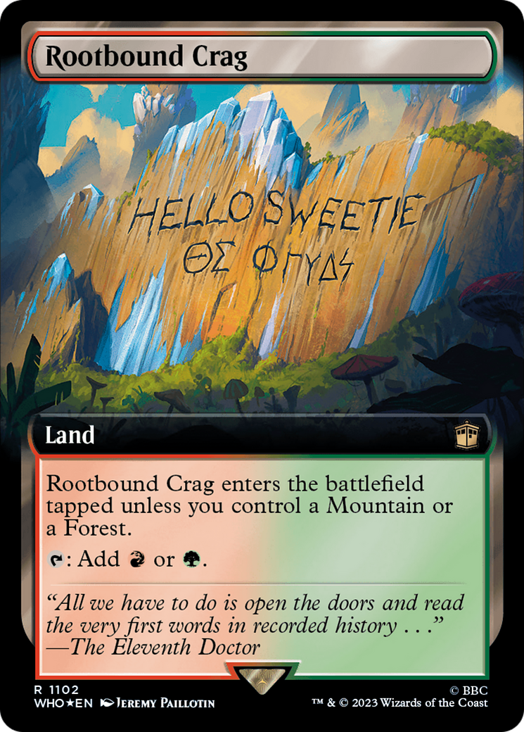 Rootbound Crag (Extended Art) (Surge Foil) [Doctor Who] | Game Master's Emporium (The New GME)