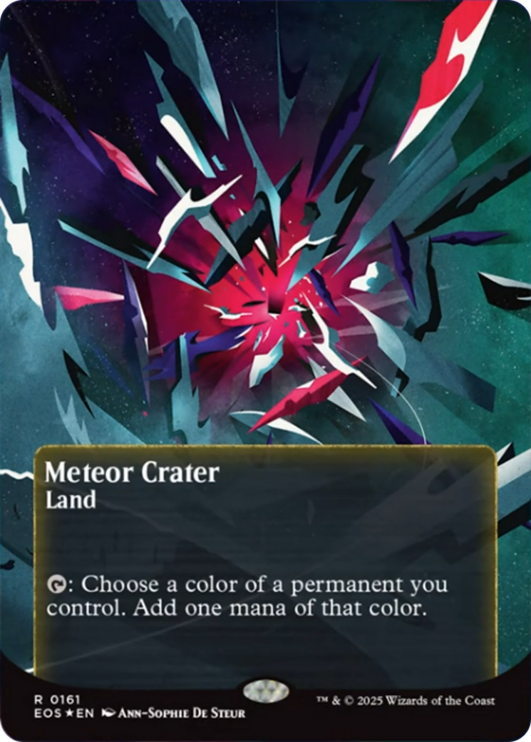 Meteor Crater (0161) (Borderless) (Galaxy Foil) [Edge of Eternities: Stellar Sights] | Game Master's Emporium (The New GME)