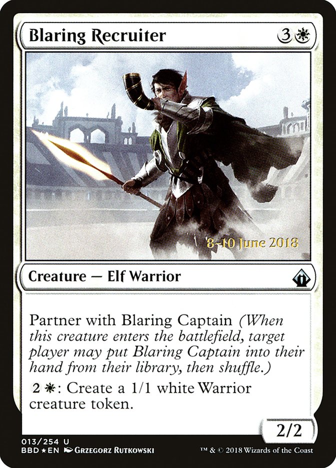 Blaring Recruiter (Prerelease) [Battlebond Prerelease Promos] | Game Master's Emporium (The New GME)