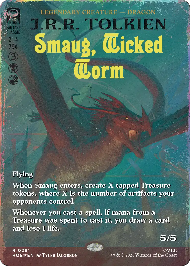 Smaug, Wicked Worm (Borderless) (Surge Foil) [The Hobbit] | Game Master's Emporium (The New GME)