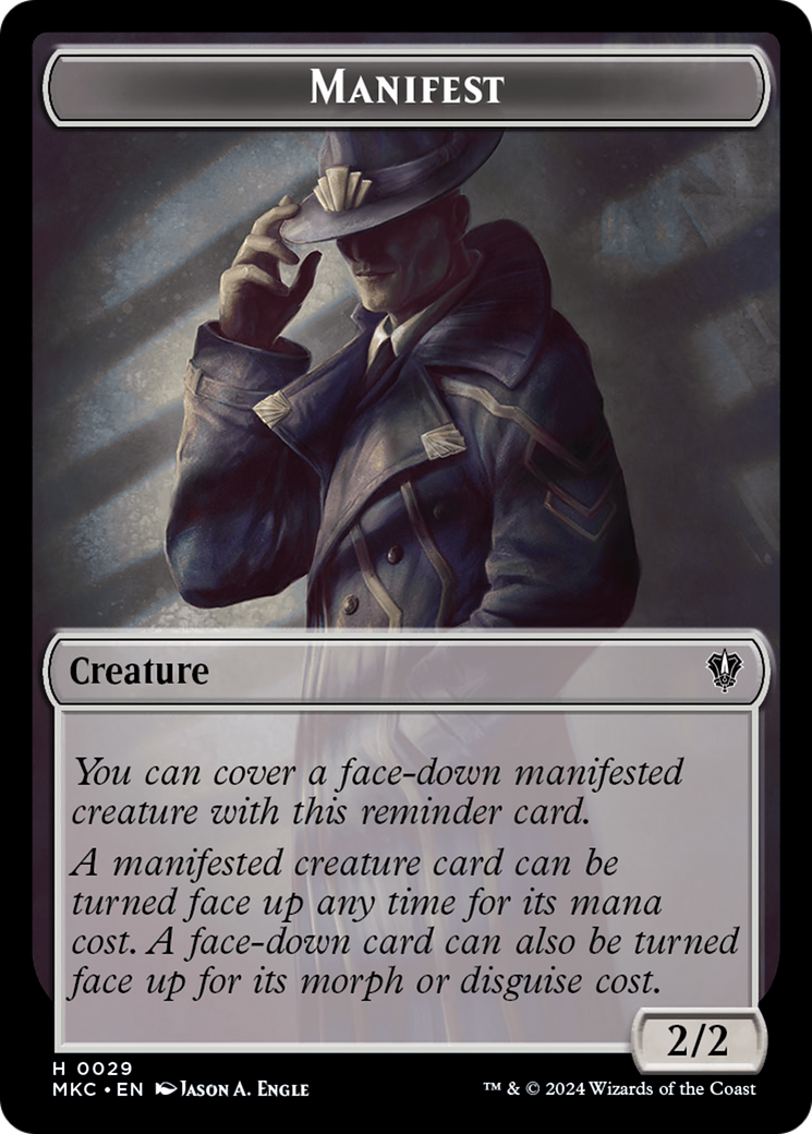 Saproling // Manifest Double-Sided Token [Murders at Karlov Manor Commander Tokens] | Game Master's Emporium (The New GME)