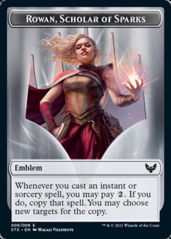 Fractal // Rowan, Scholar of Sparks Emblem Double-Sided Token [Strixhaven: School of Mages Tokens] | Game Master's Emporium (The New GME)