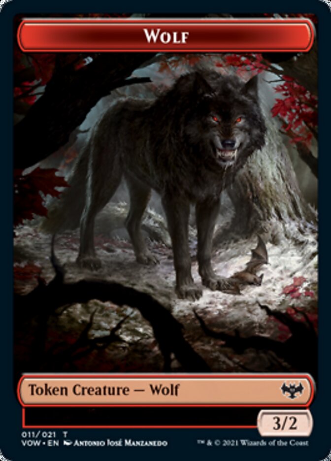Wolf (011) // Treasure Double-Sided Token [Innistrad: Crimson Vow Tokens] | Game Master's Emporium (The New GME)
