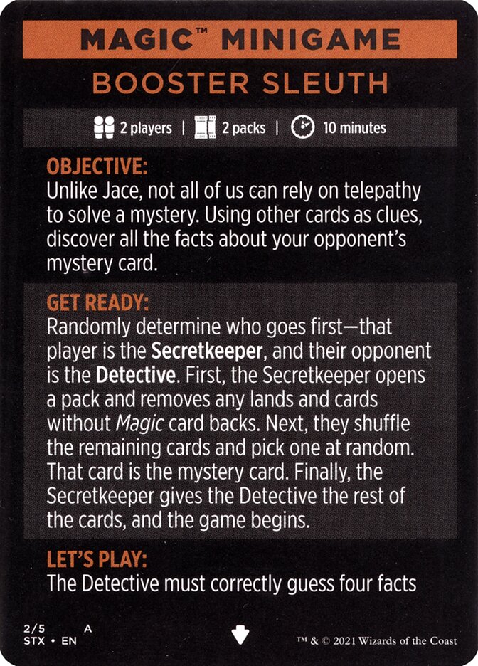 Booster Sleuth (Magic Minigame) [Strixhaven: School of Mages Minigame] | Game Master's Emporium (The New GME)