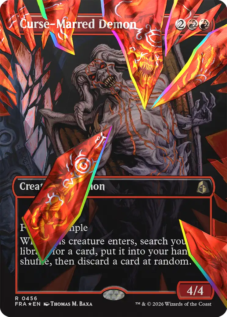 Curse-Marred Demon (Borderless) (Facet Foil) [Reality Fracture] | Game Master's Emporium (The New GME)