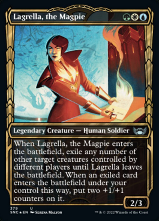 Lagrella, the Magpie (Showcase Golden Age Gilded Foil) [Streets of New Capenna] | Game Master's Emporium (The New GME)