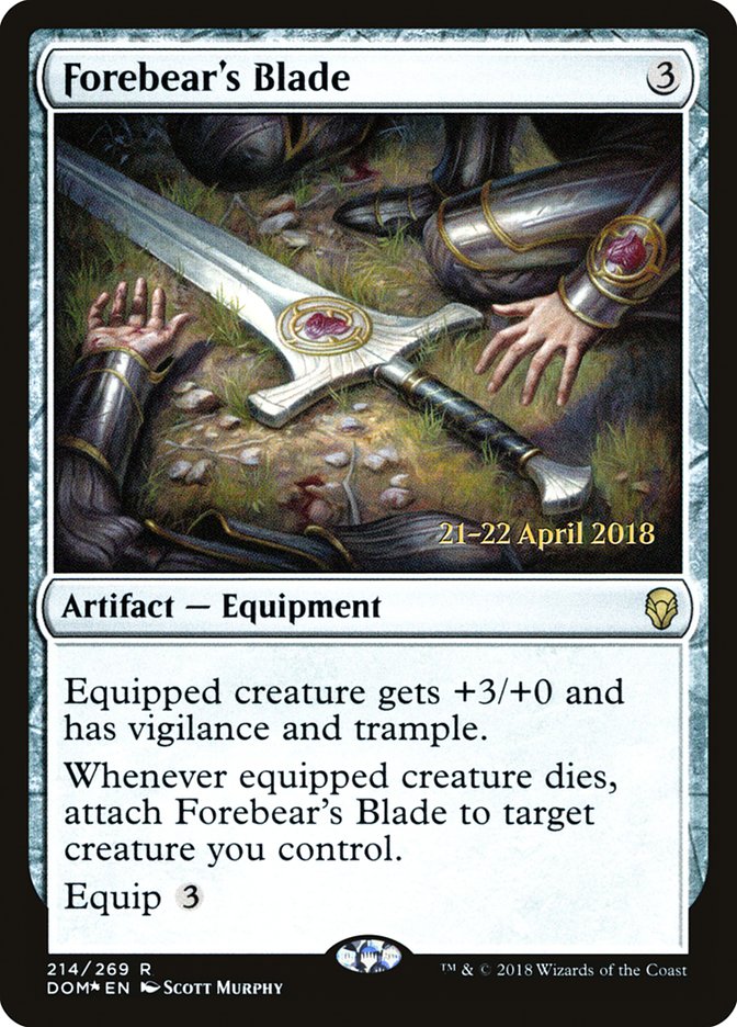 Forebear's Blade [Dominaria Prerelease Promos] | Game Master's Emporium (The New GME)