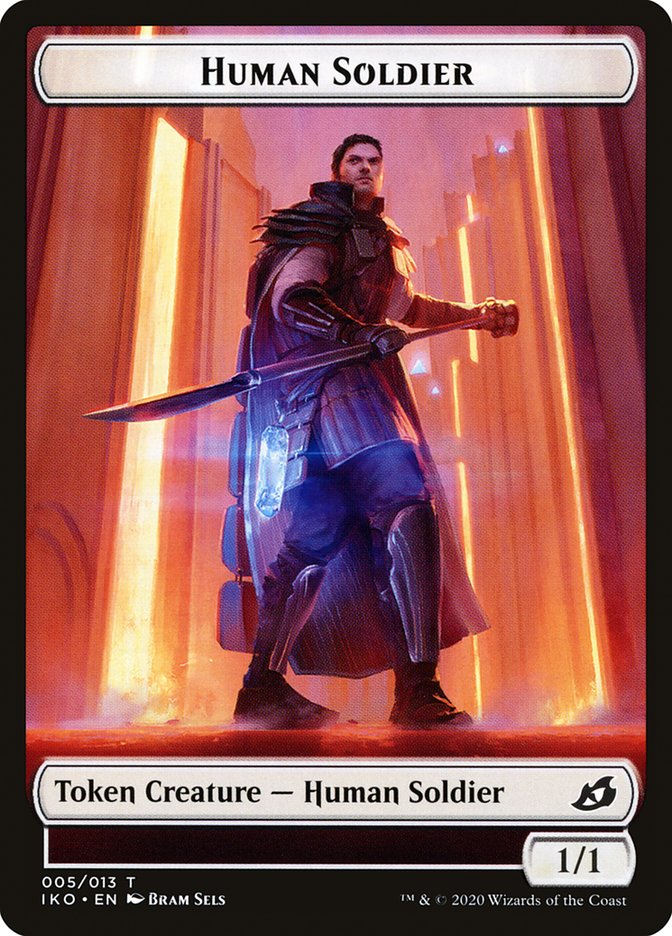 Dinosaur Beast // Human Soldier (005) Double-Sided Token [Ikoria: Lair of Behemoths Tokens] | Game Master's Emporium (The New GME)