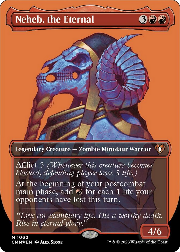 Neheb, the Eternal (Borderless Textured Foil Frame Break) [Commander Masters] | Game Master's Emporium (The New GME)