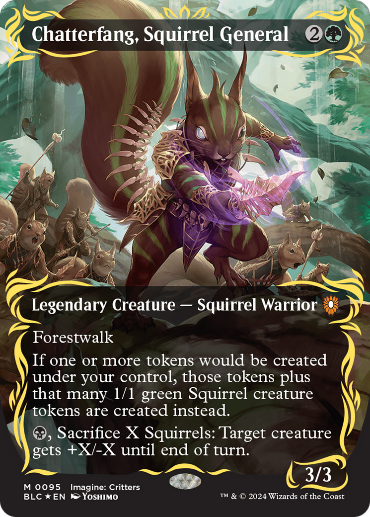 Chatterfang, Squirrel General (Borderless) (Raised Foil) [Bloomburrow Commander] | Game Master's Emporium (The New GME)