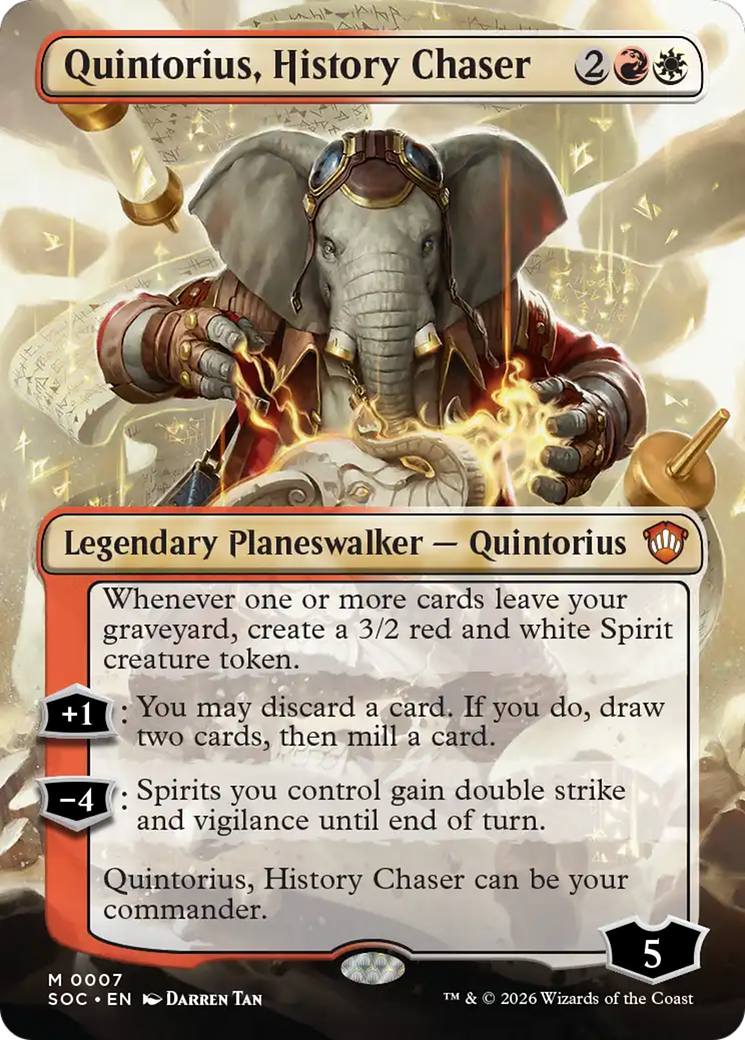 Quintorius, History Chaser (Borderless) [Secrets of Strixhaven Commander] | Game Master's Emporium (The New GME)