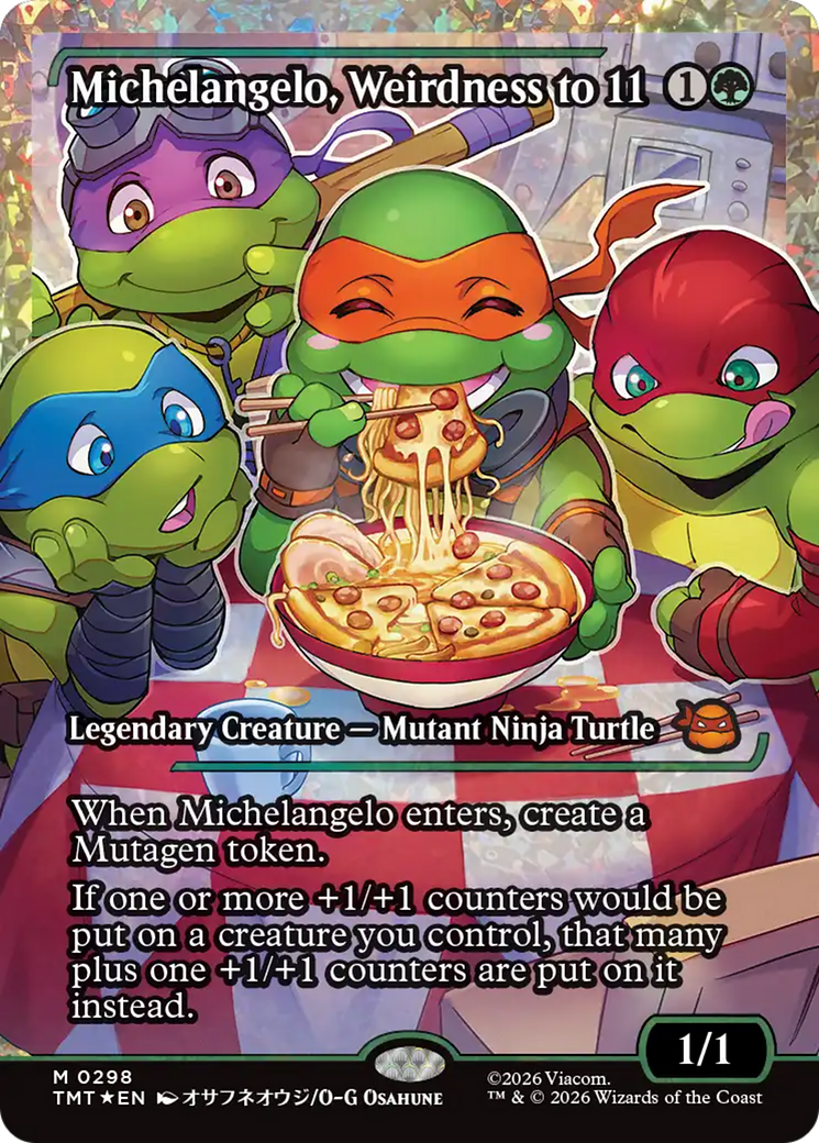 Michelangelo, Weirdness to 11 (Showcase) (Fracture Foil) [Teenage Mutant Ninja Turtles] | Game Master's Emporium (The New GME)