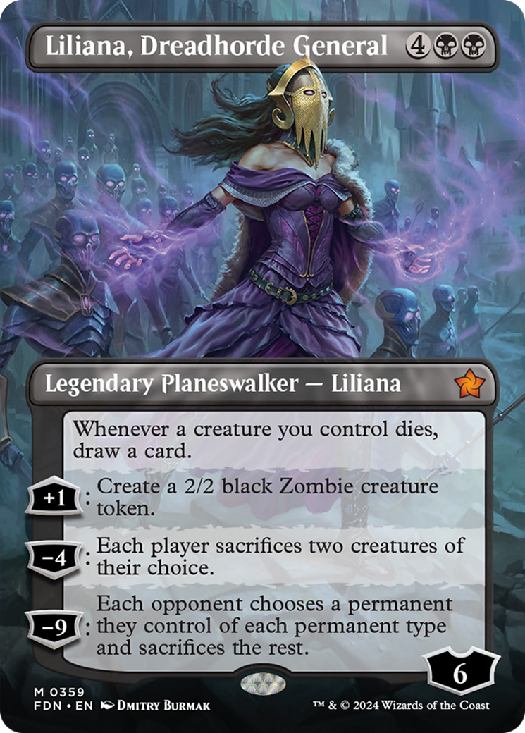 Liliana, Dreadhorde General (Borderless) [Foundations] | Game Master's Emporium (The New GME)